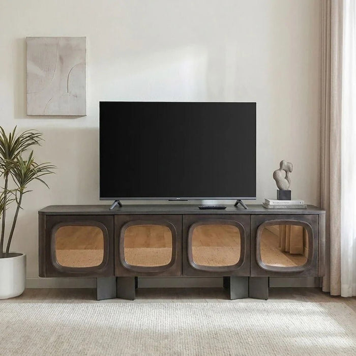 Terrakai 4 Doors TV Unit upto 75 inch -Dark Brown/Bronze