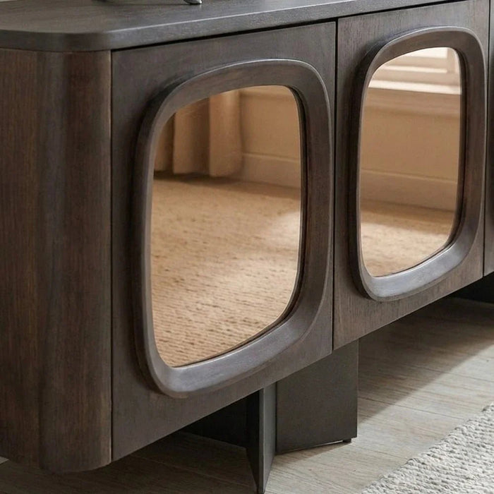Terrakai 4 Doors TV Unit upto 75 inch -Dark Brown/Bronze