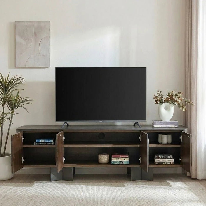 Terrakai 4 Doors TV Unit upto 75 inch -Dark Brown/Bronze