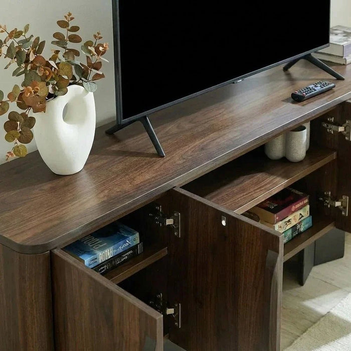 Terrakai 4 Doors TV Unit upto 75 inch -Dark Brown/Bronze
