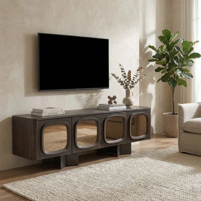 Terrakai 4 Doors TV Unit upto 75 inch -Dark Brown/Bronze