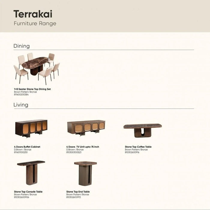Terrakai 4 Doors TV Unit upto 75 inch -Dark Brown/Bronze