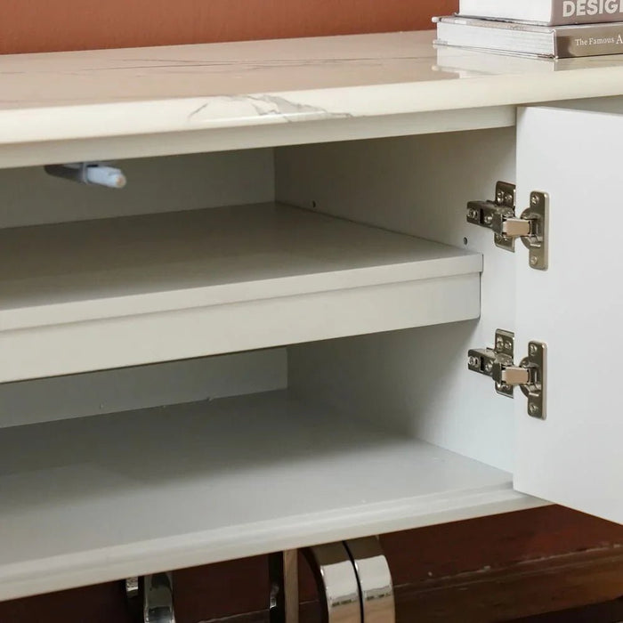 Retrova 4 DoorsÊ TV Unit upto 75 inch - White Grey /Gunmetal