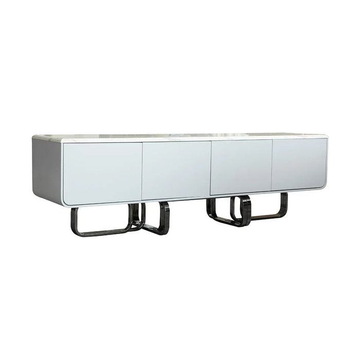 Retrova 4 DoorsÊ TV Unit upto 75 inch - White Grey /Gunmetal