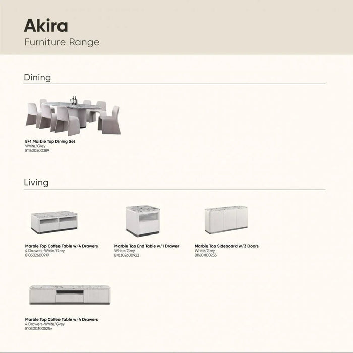 Akira Stone Top Tv Unit With 2Doors And 1Drawer Up To 80 Inches -White/Grey