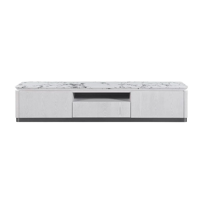 Akira Stone Top Tv Unit With 2Doors And 1Drawer Up To 80 Inches -White/Grey