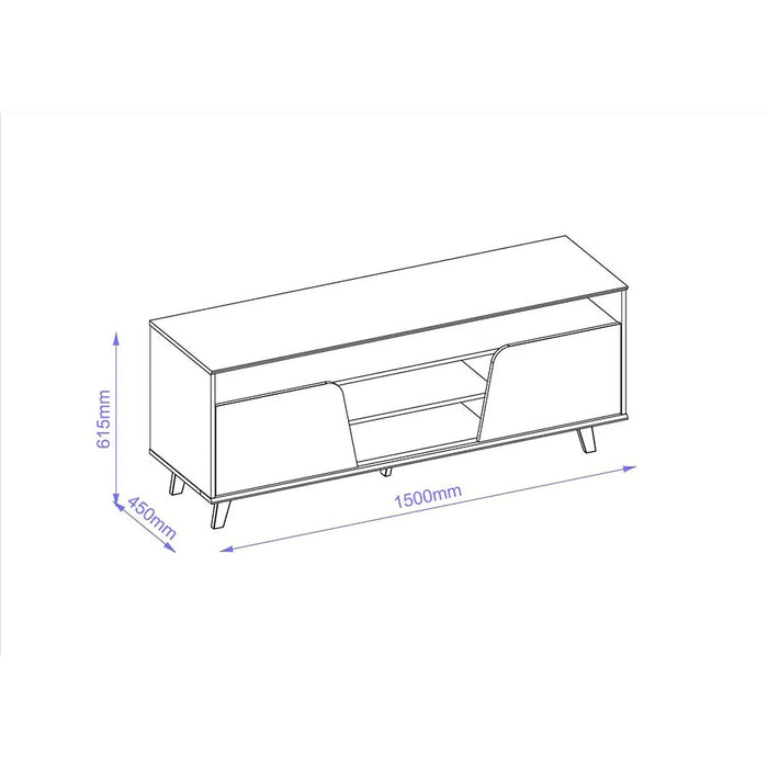 Lana Tv Unit  With 2Doors & Open Shelves Up To 60 Inch - Off White/Brown