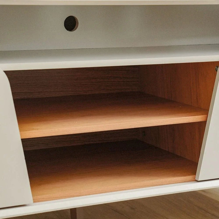 Lana Tv Unit  With 2Doors & Open Shelves Up To 60 Inch - Off White/Brown