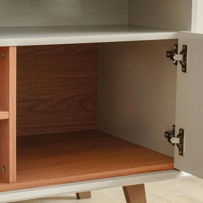 Lana Tv Unit  With 2Doors & Open Shelves Up To 60 Inch - Off White/Brown