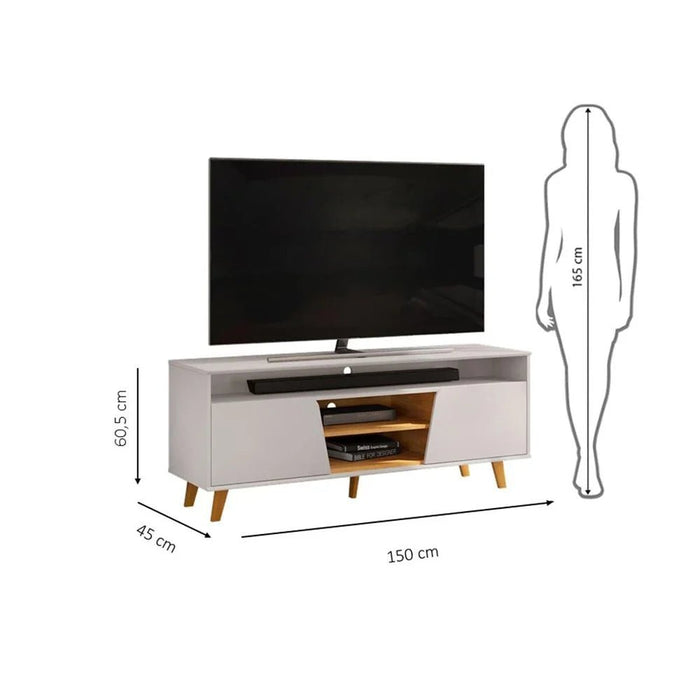 Lana Tv Unit  With 2Doors & Open Shelves Up To 60 Inch - Off White/Brown