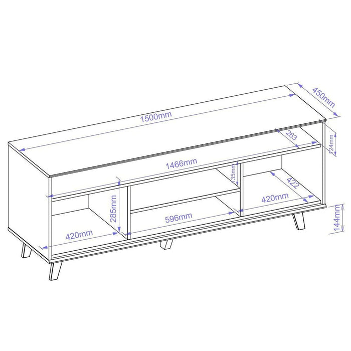 Lana Tv Unit  With 2Doors & Open Shelves Up To 60 Inch - Off White/Brown
