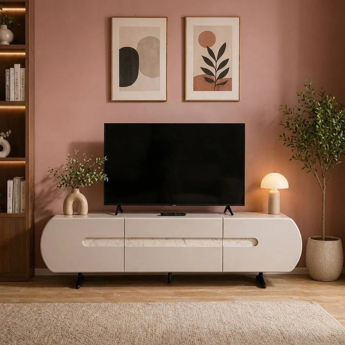 Cayman TV Unit With 2Doors & 1Drawers Up to 80 Inch - Grey/Black