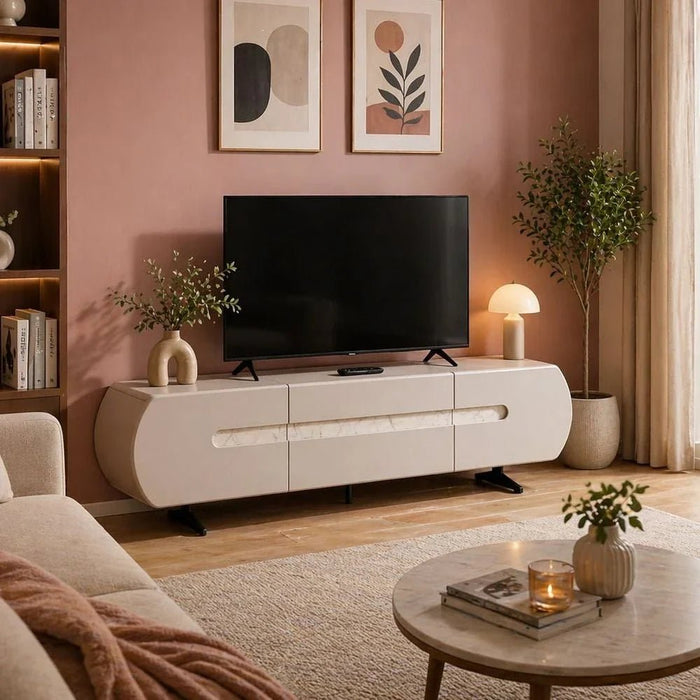Cayman TV Unit With 2Doors & 1Drawers Up to 80 Inch - Grey/Black