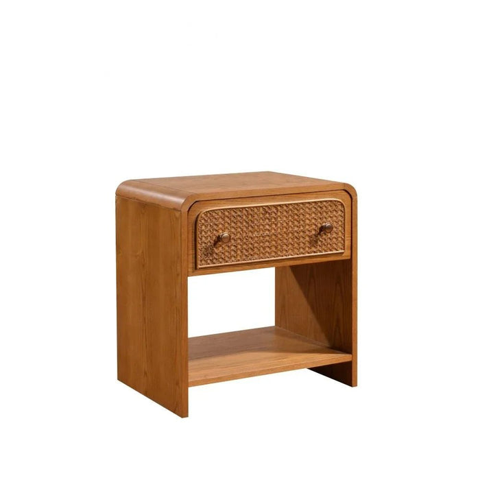 Rita Night Stand with Natural Rattan-Oak/Rattan Ð With 2-Year Warranty