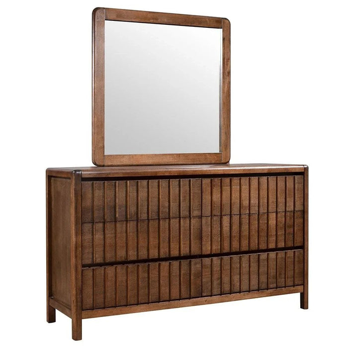 Tahiti 6-Drawer Dresser with Mirror-Dark Walnut-With 2-Year Warranty