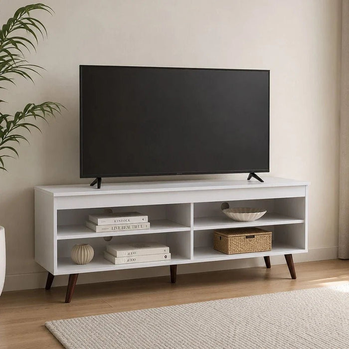 Railey TV Unit for TVs up to 50 Inches with Storage-White-With 2-Year Warranty