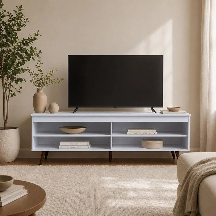 Railey TV Unit for TVs up to 50 Inches with Storage-White-With 2-Year Warranty