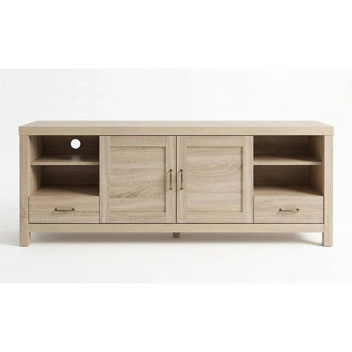 New Verano TV Unit up to 70 Inches - White Oak - With 2-Year Warranty