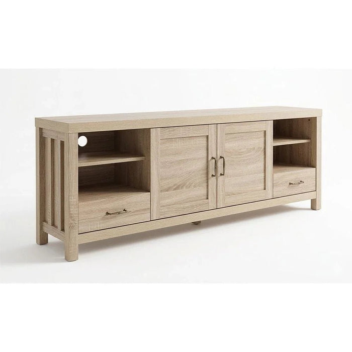 New Verano TV Unit up to 70 Inches - White Oak - With 2-Year Warranty