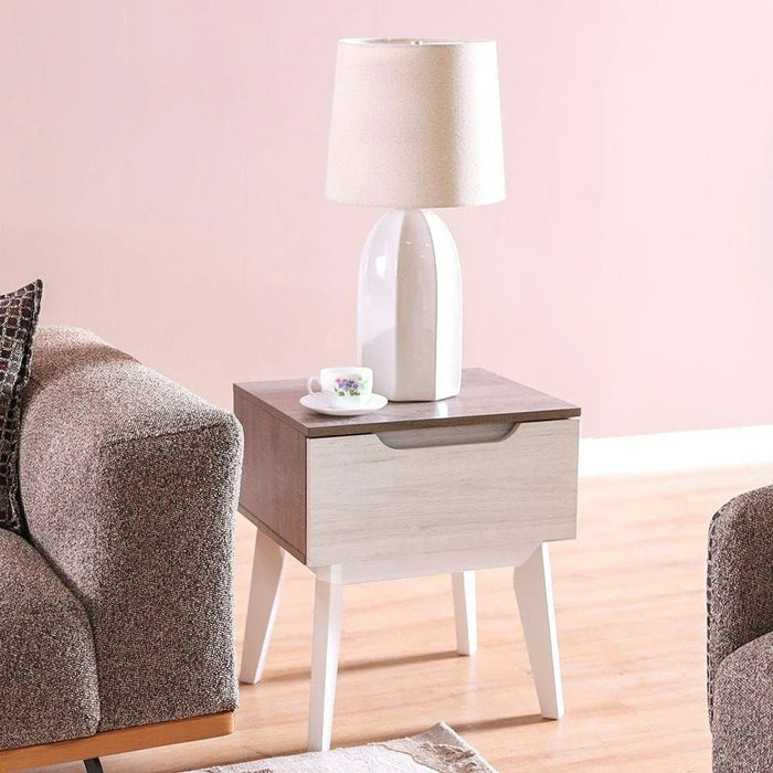Hazel End Table-White