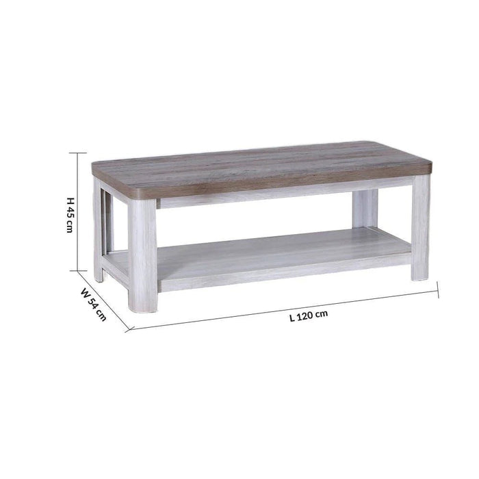 Olivos Coffee Table with Shelf-Ash Grey/Oak-With 2-Year Warranty