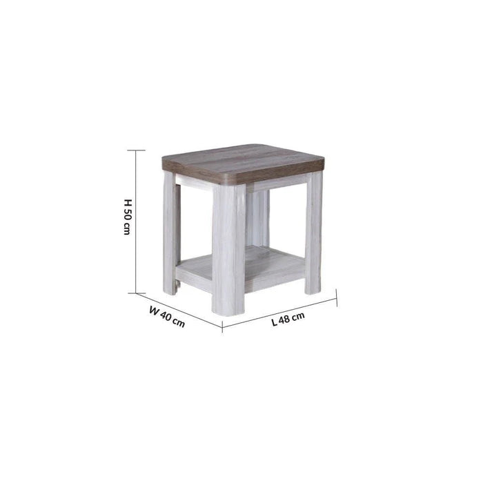 Olivos End Table with Shelf-Ash Grey/Oak-With 2-Year Warranty