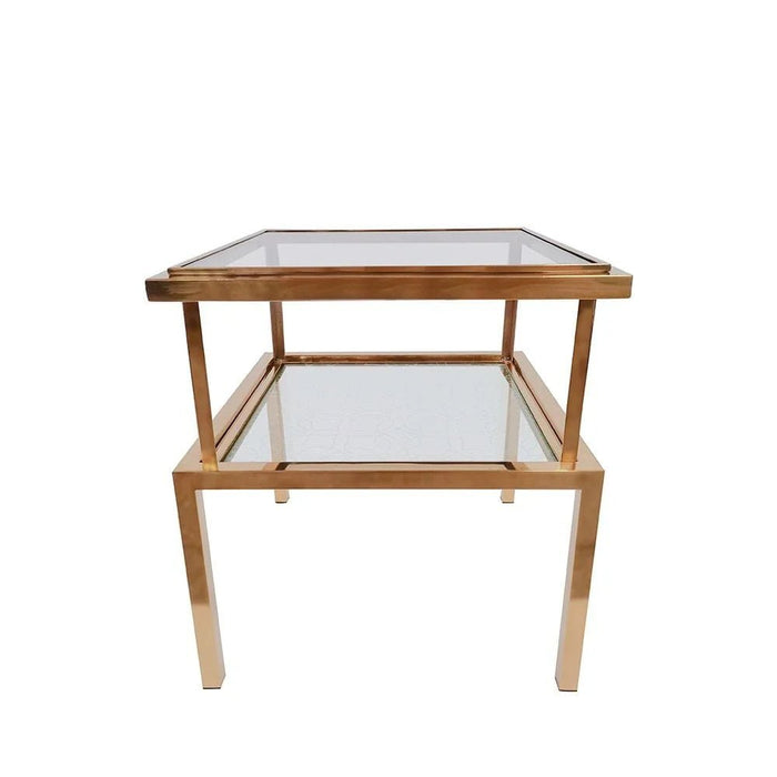 Geneva End Table-Gold/Glass-With 2-Year Warranty