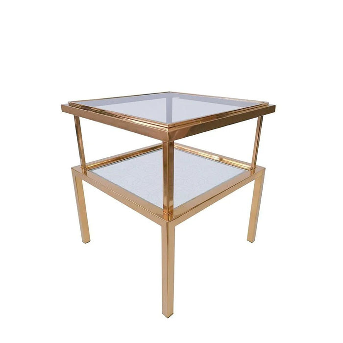 Geneva End Table-Gold/Glass-With 2-Year Warranty