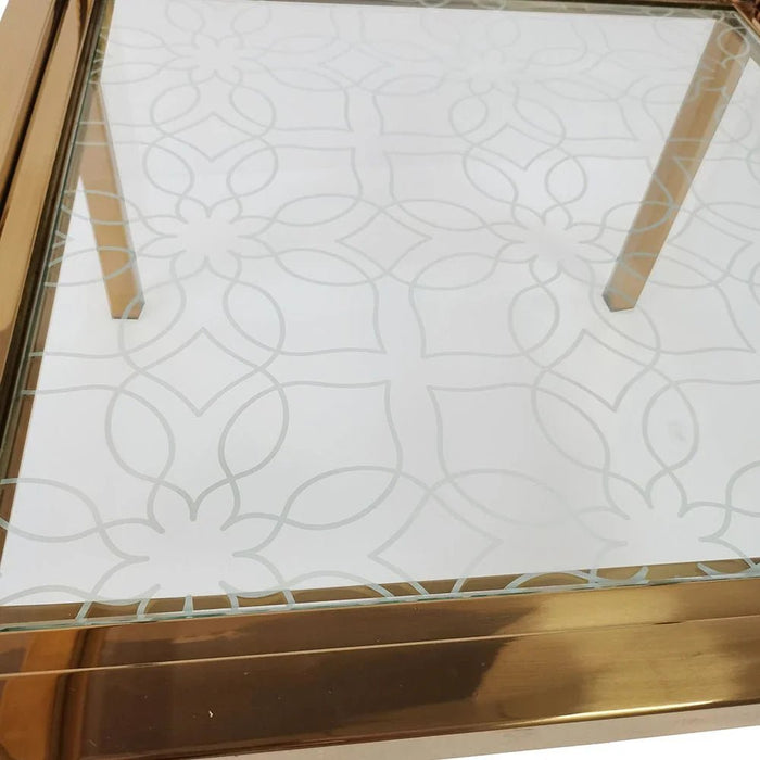 Geneva End Table-Gold/Glass-With 2-Year Warranty