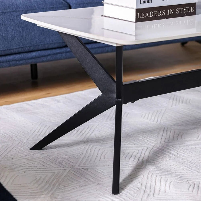 Calus Center Table Sintered Stone- Milky White/Black