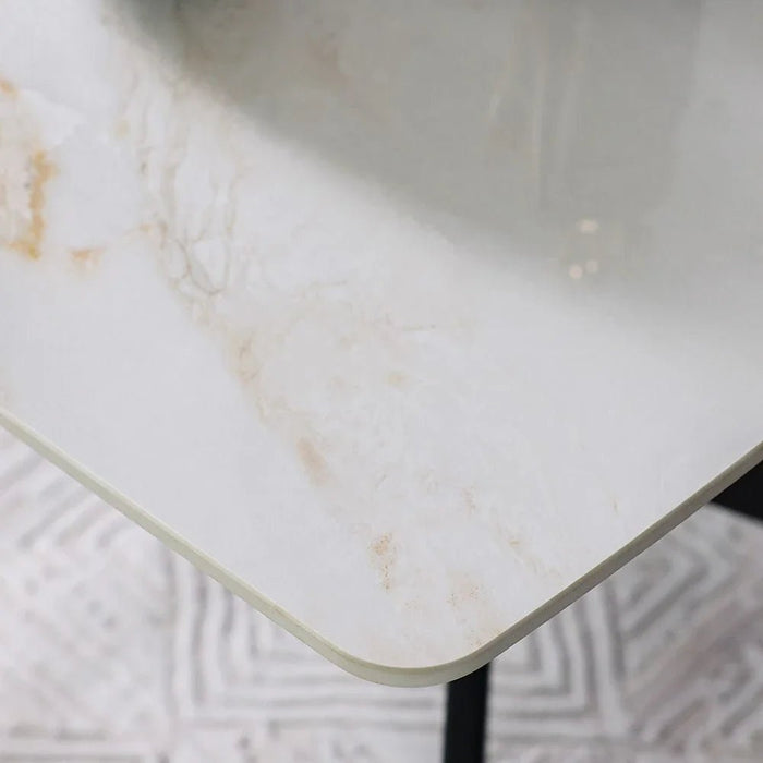 Calus Center Table Sintered Stone- Milky White/Black