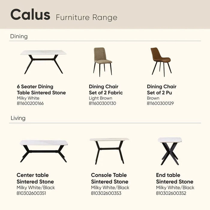 Calus Center Table Sintered Stone- Milky White/Black