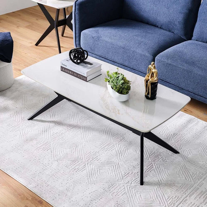 Calus Center Table Sintered Stone- Milky White/Black
