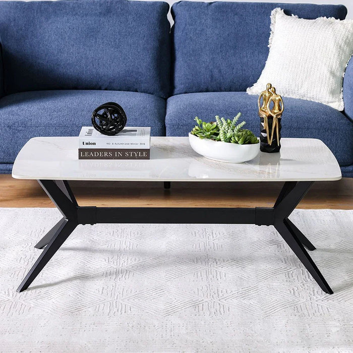 Calus Center Table Sintered Stone- Milky White/Black