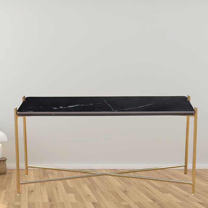 Kenn Sintered Stone High Coffee Table-Black/Gold-With 2-Year Warranty