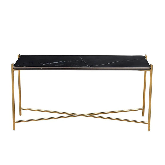 Kenn Sintered Stone High Coffee Table-Black/Gold-With 2-Year Warranty