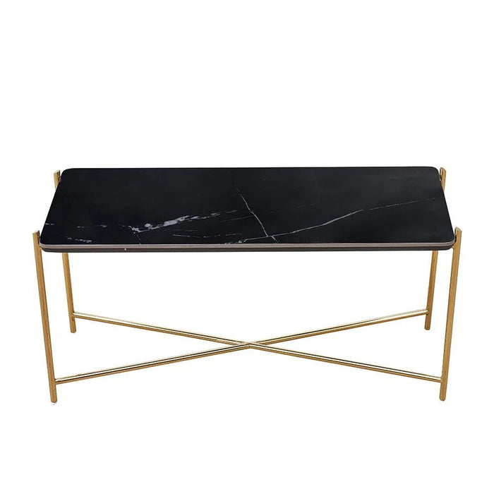 Kenn Sintered Stone High Coffee Table-Black/Gold-With 2-Year Warranty