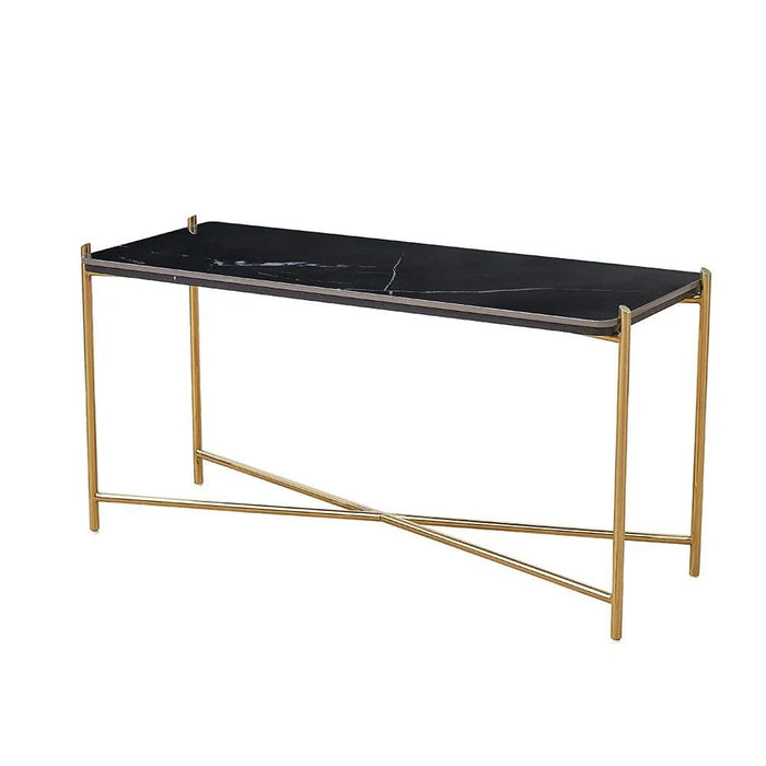 Kenn Sintered Stone High Coffee Table-Black/Gold-With 2-Year Warranty