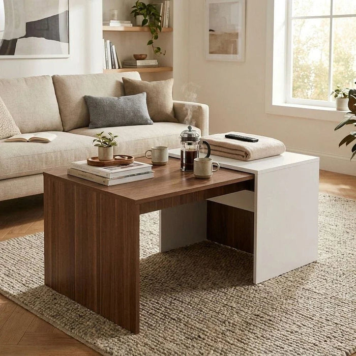 Theo Coffee Table-Walnut/White