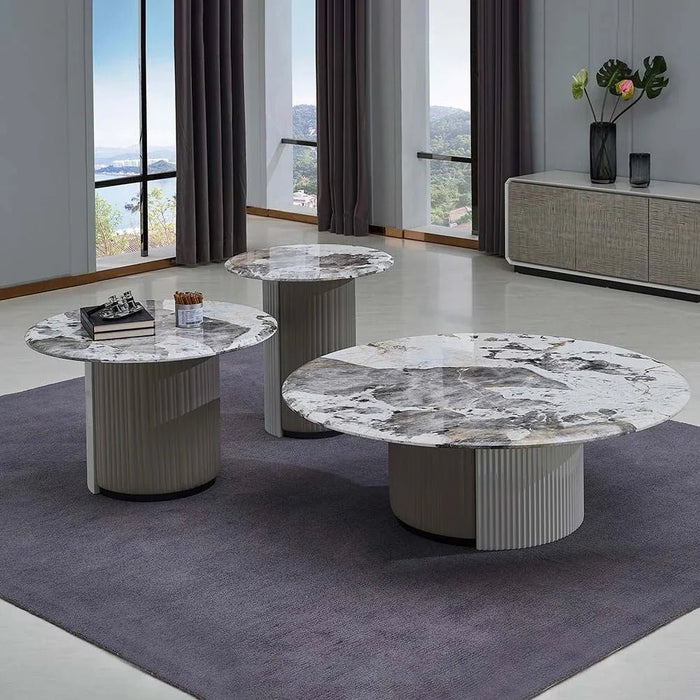 Hesdin Round Small Coffee Table - Light Grey - With 2-Year Warranty