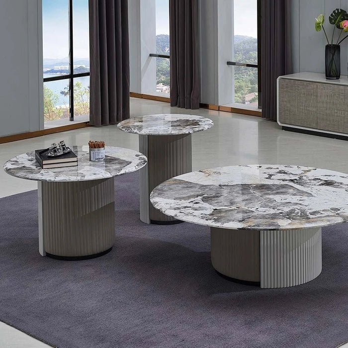 Hesdin Round Medium Coffee Table - Light Grey - With 2-Year Warranty