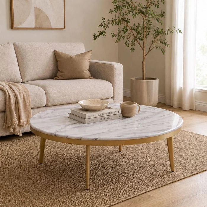 Trident Coffee Table-Grey/Laminate Marble-With 2-Year Warranty