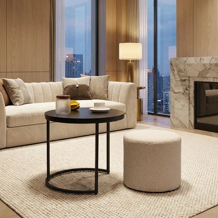 Myro Coffee Table + Stool-Black/White-With 2-Year Warranty