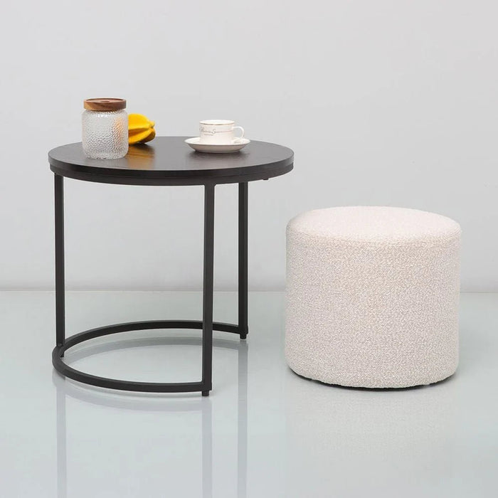 Myro Coffee Table + Stool-Black/White-With 2-Year Warranty