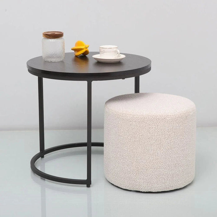 Myro Coffee Table + Stool-Black/White-With 2-Year Warranty