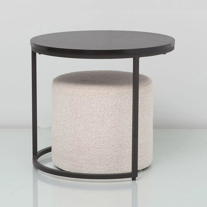 Myro Coffee Table + Stool-Black/White-With 2-Year Warranty