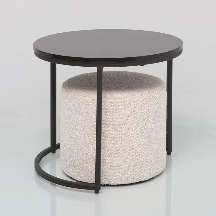Myro Coffee Table + Stool-Black/White-With 2-Year Warranty