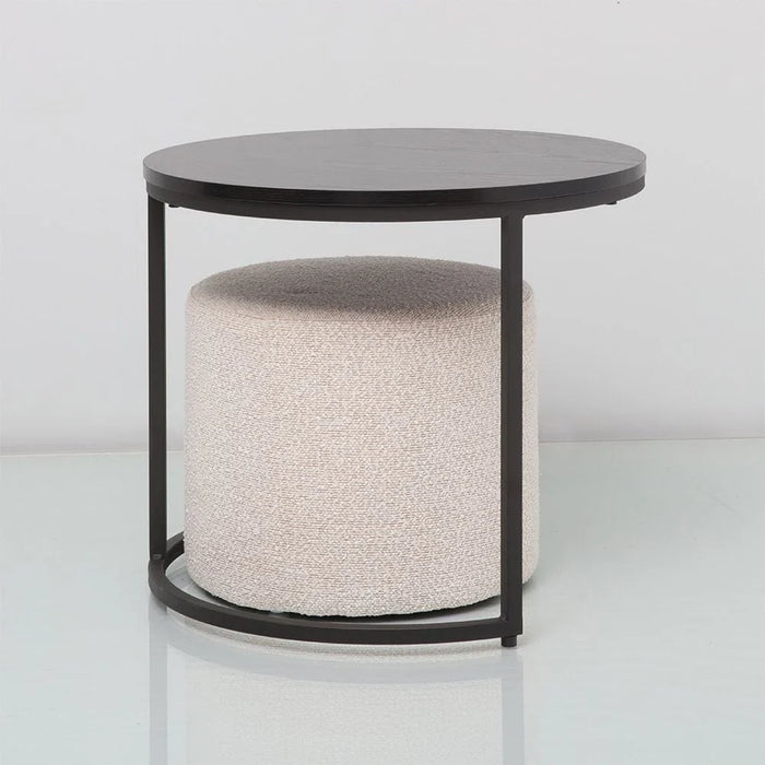 Myro Coffee Table + Stool-Black/White-With 2-Year Warranty