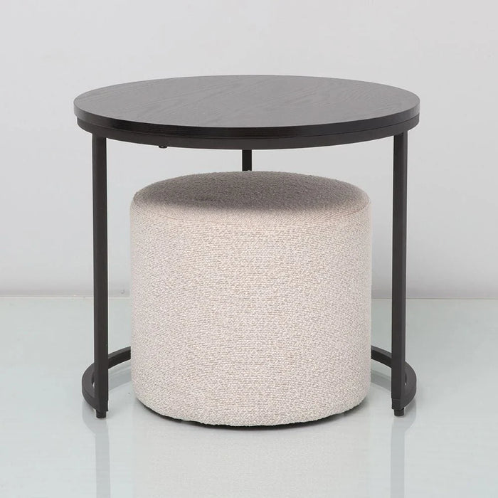 Myro Coffee Table + Stool-Black/White-With 2-Year Warranty