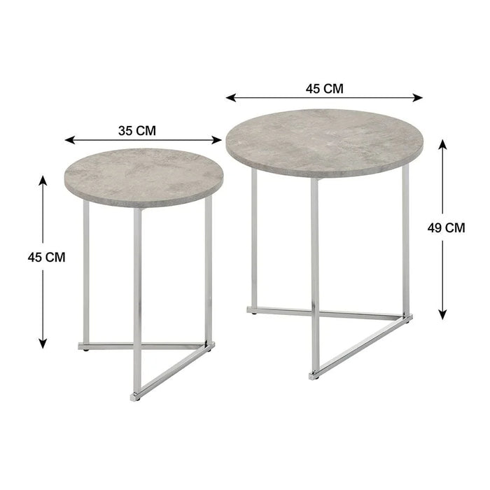 Mesen Nesting Table - Set of 2 - Grey - With 2-Year Warranty